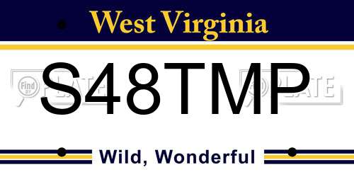 S48TMP West Virginia License Plate