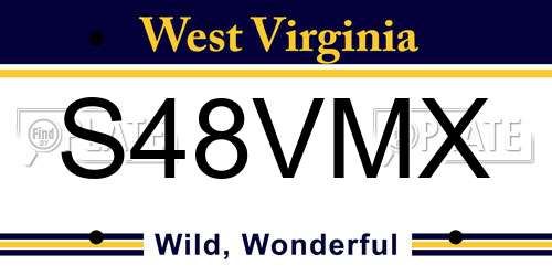 S48VMX West Virginia License Plate