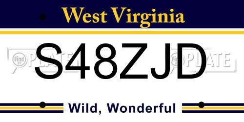 S48ZJD West Virginia License Plate