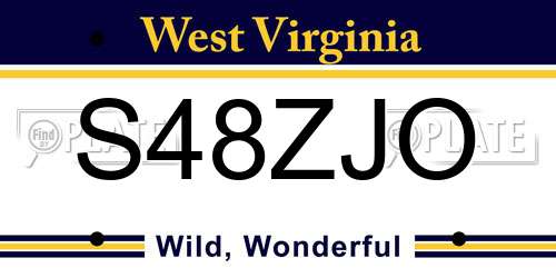 S48ZJO West Virginia License Plate