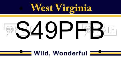 S49PFB West Virginia License Plate