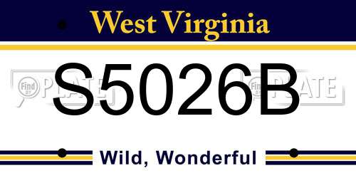 S5026B West Virginia License Plate