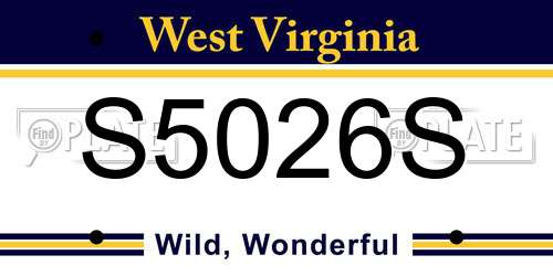 S5026S West Virginia License Plate