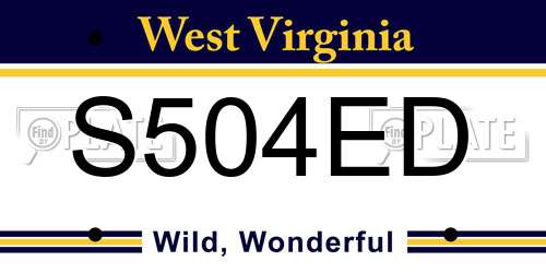 S504ED West Virginia License Plate