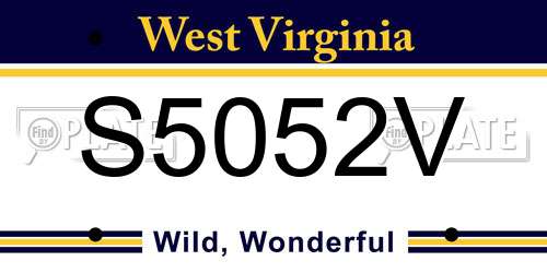 S5052V West Virginia License Plate