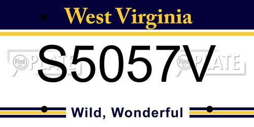 S5057V West Virginia License Plate
