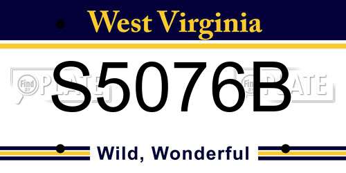 S5076B West Virginia License Plate