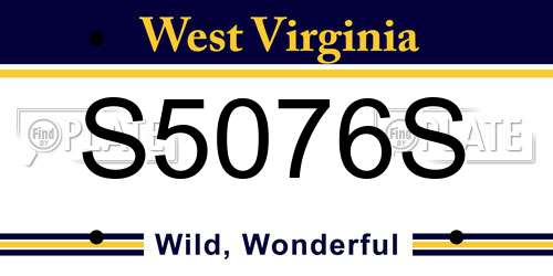 S5076S West Virginia License Plate