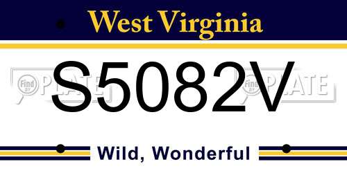 S5082V West Virginia License Plate