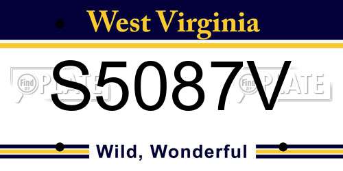 S5087V West Virginia License Plate