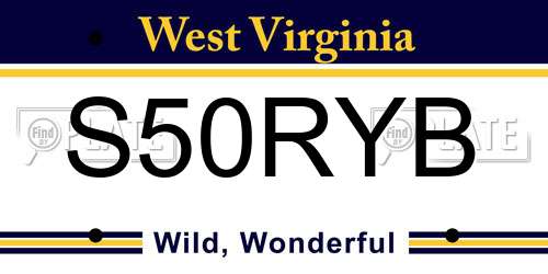 S50RYB West Virginia License Plate