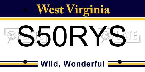 S50RYS West Virginia License Plate