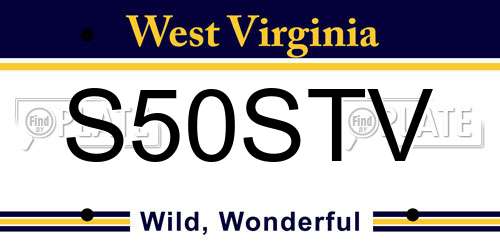 S50STV West Virginia License Plate