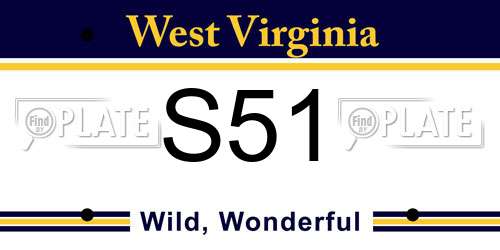 S51 West Virginia License Plate