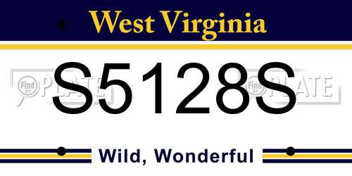 S5128S West Virginia License Plate