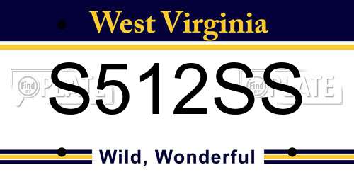 S512SS West Virginia License Plate