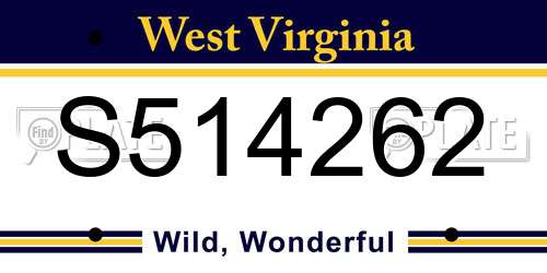 S514262 West Virginia License Plate