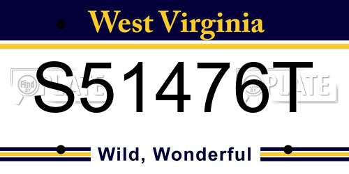 S51476T West Virginia License Plate