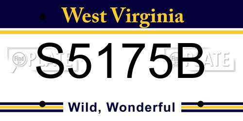 S5175B West Virginia License Plate