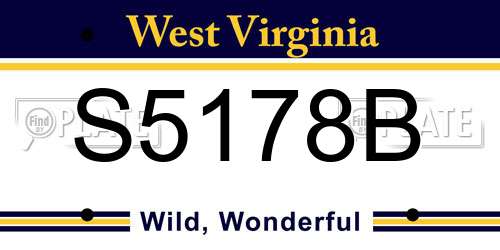 S5178B West Virginia License Plate