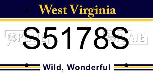 S5178S West Virginia License Plate