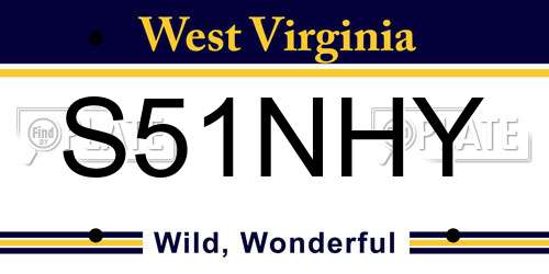 S51NHY West Virginia License Plate
