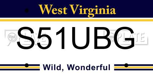 S51UBG West Virginia License Plate