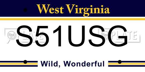 S51USG West Virginia License Plate