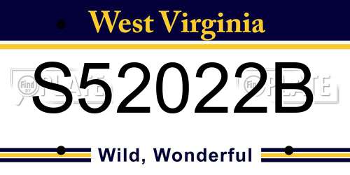 S52022B West Virginia License Plate