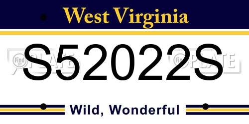 S52022S West Virginia License Plate