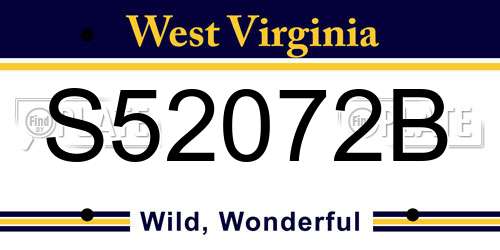 S52072B West Virginia License Plate