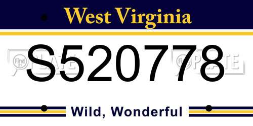 S520778 West Virginia License Plate