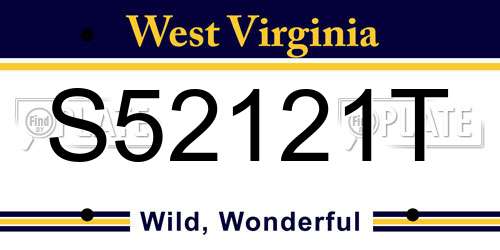 S52121T West Virginia License Plate