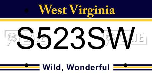 S523SW West Virginia License Plate