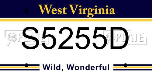 S5255D West Virginia License Plate