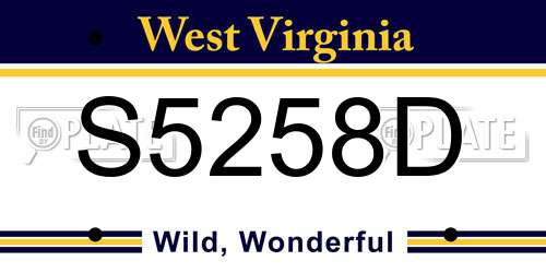 S5258D West Virginia License Plate