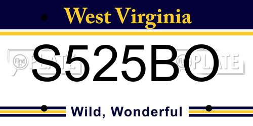 S525BO West Virginia License Plate