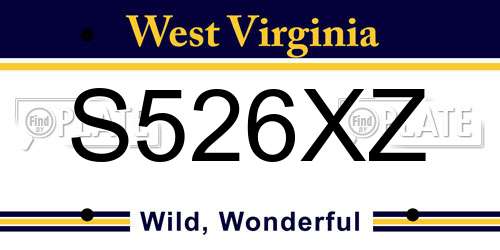 S526XZ West Virginia License Plate