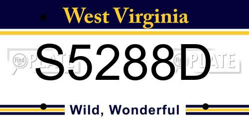 S5288D West Virginia License Plate