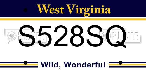 S528SQ West Virginia License Plate