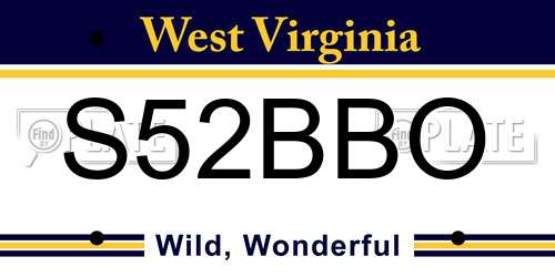 S52BBO West Virginia License Plate