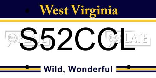 S52CCL West Virginia License Plate