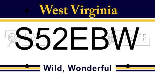 S52EBW West Virginia License Plate