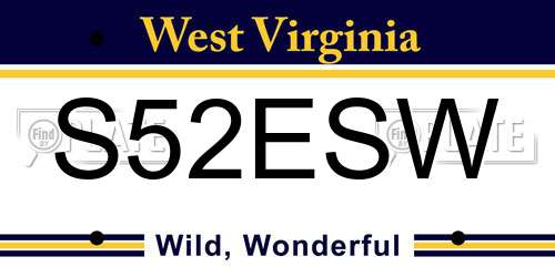 S52ESW West Virginia License Plate