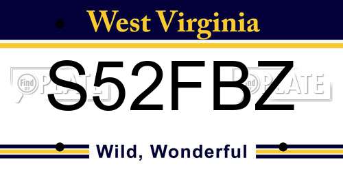 S52FBZ West Virginia License Plate