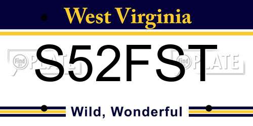 S52FST West Virginia License Plate