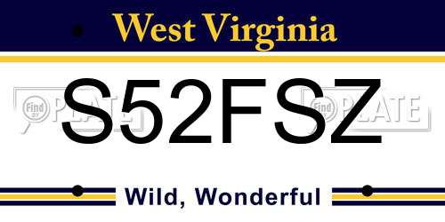 S52FSZ West Virginia License Plate
