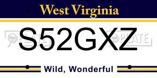 S52GXZ West Virginia License Plate