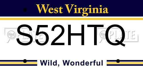 S52HTQ West Virginia License Plate