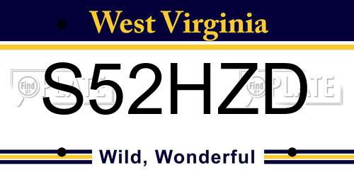 S52HZD West Virginia License Plate